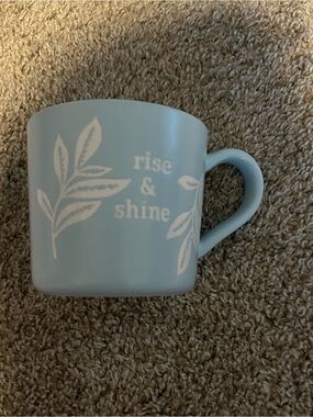 Threshold Light Blue Ceramic Mug with White Botanical Print